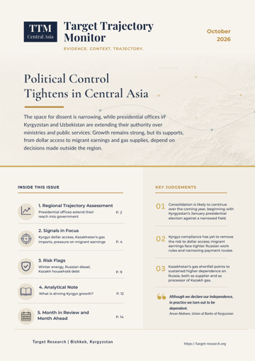 Cover of the October 2026 issue of the Target Trajectory Monitor